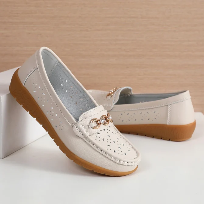 Fashion Comforty Women Shoes Lightweight Soft Leather Casual Wedges Pumps Nurse Slip On Loafers Summer Breathable Mom Shoes - Image 4