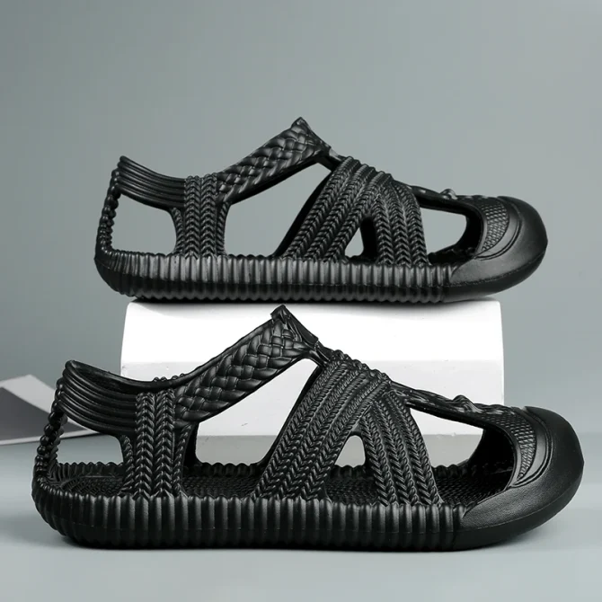 Straw Sandals Comfty Breathable cavernous shoes Men Slippers Summer Eco-friendly Flip Flop Casual Slip on Shoes Men EVA Slippers - Image 4