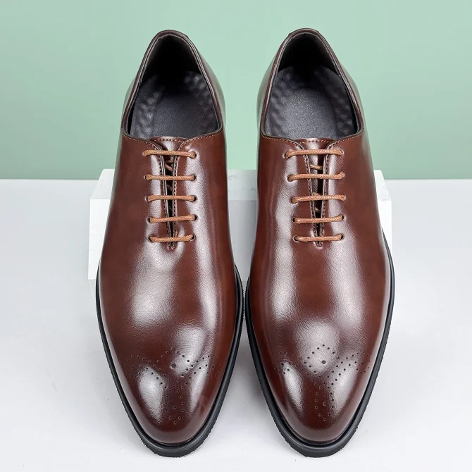 Men's Formal Leather Shoes British Style Oxford Loafers Pointed Toe Breathable Non-Slip Business - Image 3