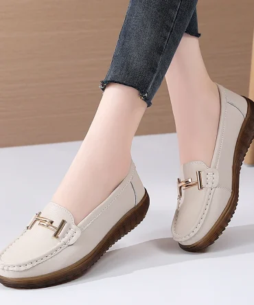 Handmade Comforty Fashion Sneakers Women Flats Soft Lightweight Leather Casual Shoes Nurse Slip On Loafers