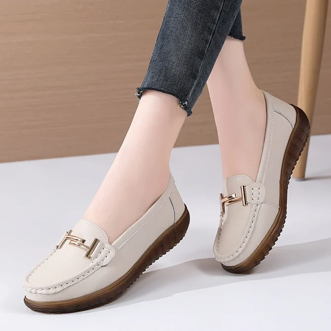 Handmade Comforty Fashion Sneakers Women Flats Soft Lightweight Leather Casual Shoes Nurse Slip On Loafers