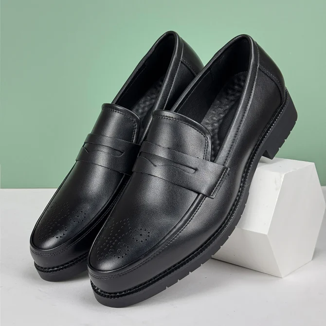 Men's Formal Leather Shoes British Style Oxford Loafers Round Toe Breathable Non-Slip Business Dress Wedding Office Casual Shos - Image 4