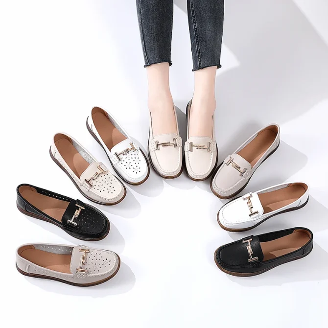 Handmade Comforty Fashion Sneakers Women Flats Soft Lightweight Leather Casual Shoes Nurse Slip On Loafers - Image 5