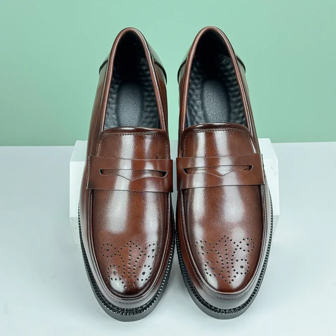 Men's Formal Leather Shoes British Style Oxford Loafers Round Toe Breathable Non-Slip Business Dress Wedding Office Casual Shos - Image 3