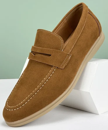 New Classic Suede Leather Men Shoes Slip On Loafers Penny Round Toe Dress Shoes Man Daily Wedding Party Business Shoes for Man