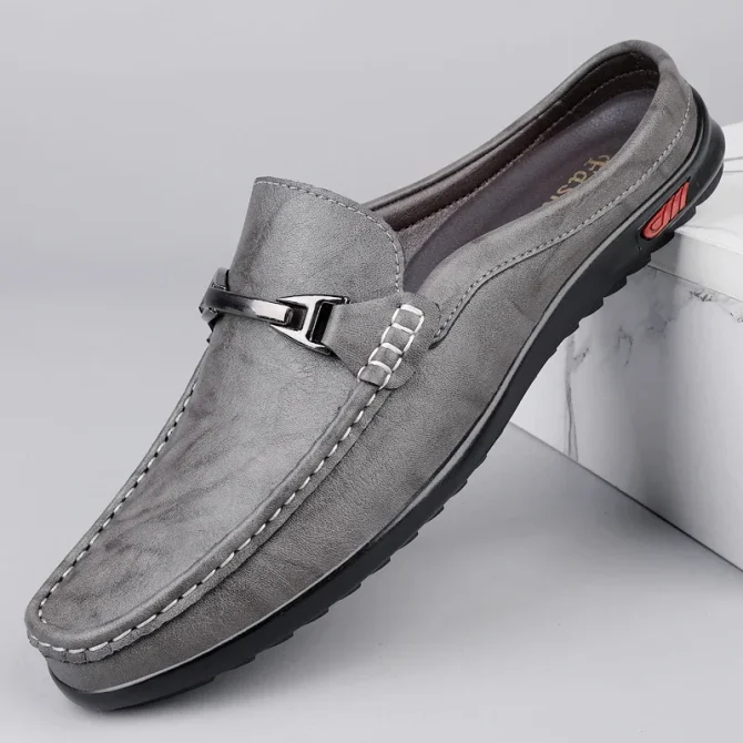 Hot Sale Mens Casual Muller Shoes Business Leather Men Half Slippers Summer Breathable Half Drag Slip-on Lazy Loafers Moccasins - Image 5