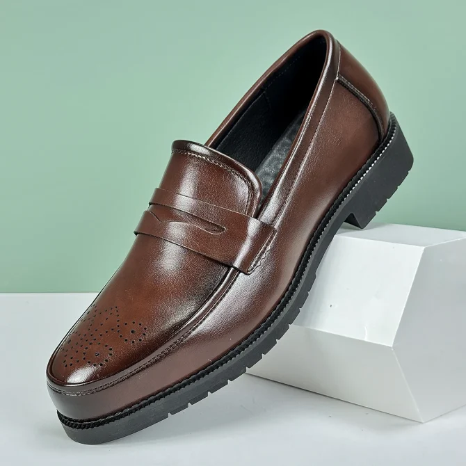 Men's Formal Leather Shoes British Style Oxford Loafers Round Toe Breathable Non-Slip Business Dress Wedding Office Casual Shos - Image 2