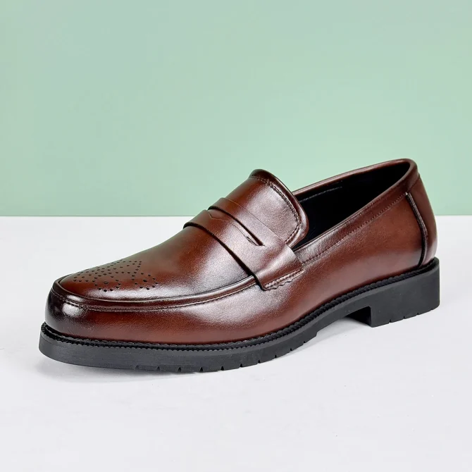 Men's Formal Leather Shoes British Style Oxford Loafers Round Toe Breathable Non-Slip Business Dress Wedding Office Casual Shos - Image 6