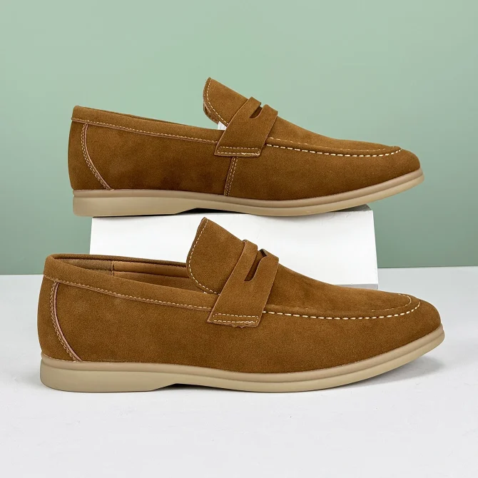 New Classic Suede Leather Men Shoes Slip On Loafers Penny Round Toe Dress Shoes Man Daily Wedding Party Business Shoes for Man - Image 6