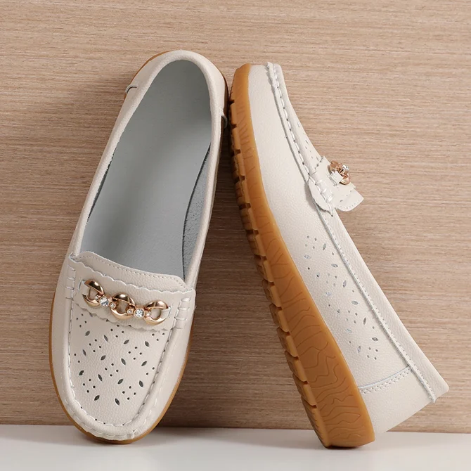 Fashion Comforty Women Shoes Lightweight Soft Leather Casual Wedges Pumps Nurse Slip On Loafers Summer Breathable Mom Shoes - Image 2