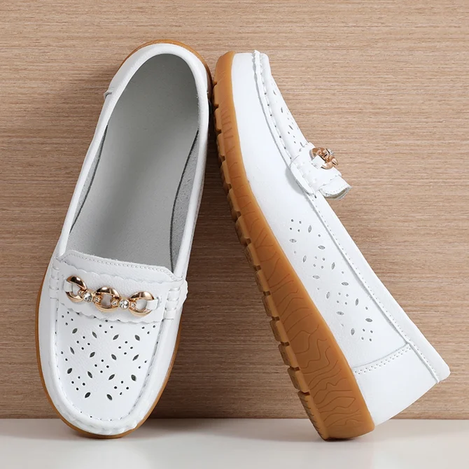 Fashion Comforty Women Shoes Lightweight Soft Leather Casual Wedges Pumps Nurse Slip On Loafers Summer Breathable Mom Shoes - Image 3