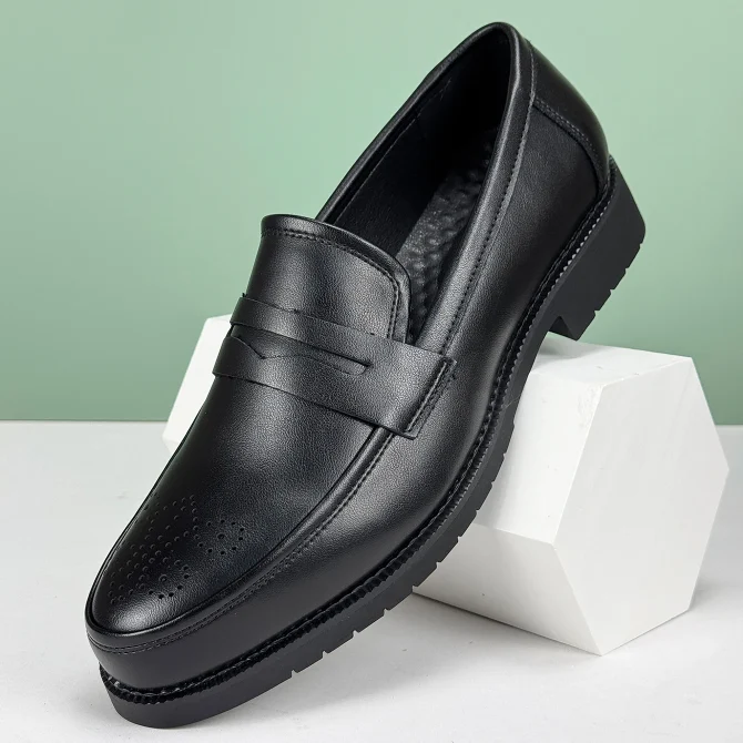 Men's Formal Leather Shoes British Style Oxford Loafers Round Toe Breathable Non-Slip Business Dress Wedding Office Casual Shos - Image 5