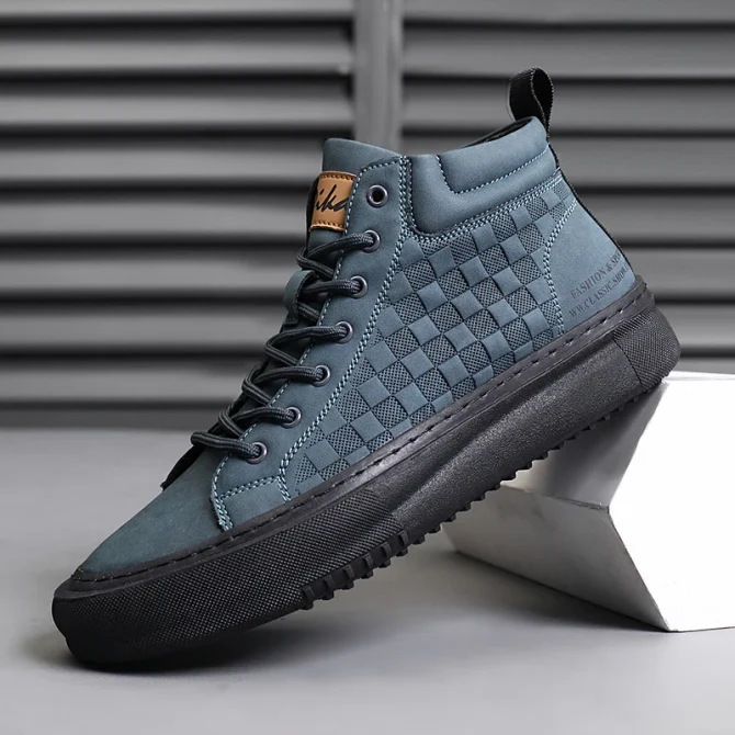 New Fashionable and Versatile Men's Shoes Casual Sports Soft Sole Soft Surface Mid-Top Retro Work Shoes