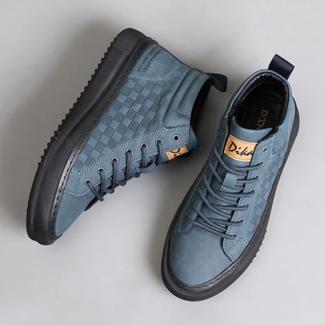 New Fashionable and Versatile Men's Shoes Casual Sports Soft Sole Soft Surface Mid-Top Retro Work Shoes - Image 5