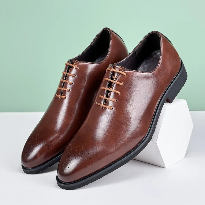 Men's Formal Leather Shoes British Style Oxford Loafers Pointed Toe Breathable Non-Slip Business
