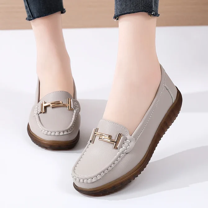 Handmade Comforty Fashion Sneakers Women Flats Soft Lightweight Leather Casual Shoes Nurse Slip On Loafers - Image 3